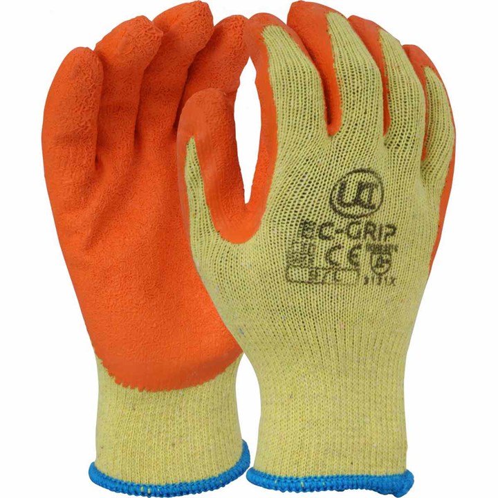 EC-Grip - Economy Orange Latex Grip with Recycled Polycotton Liner (Retail Packed)
