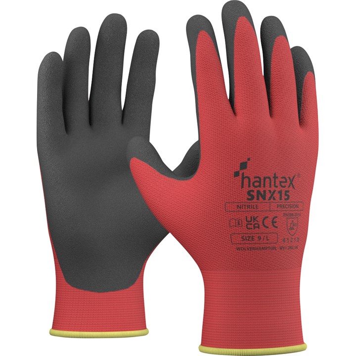 Hantex SNX15 - Palm Coated Sandy Nitrile - RED