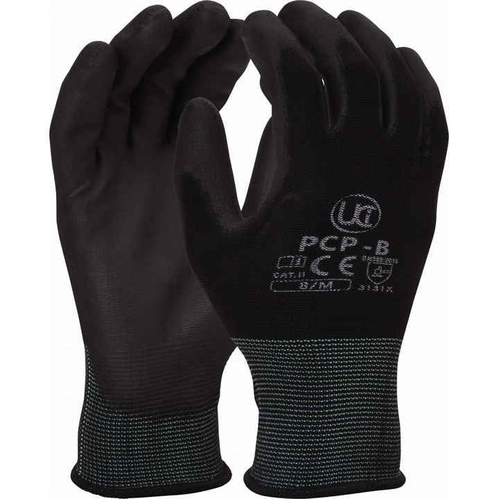 10 Pairs Of UCI PCP-B Black PU Precise Palm Coated Safety Work Gloves Size 11 