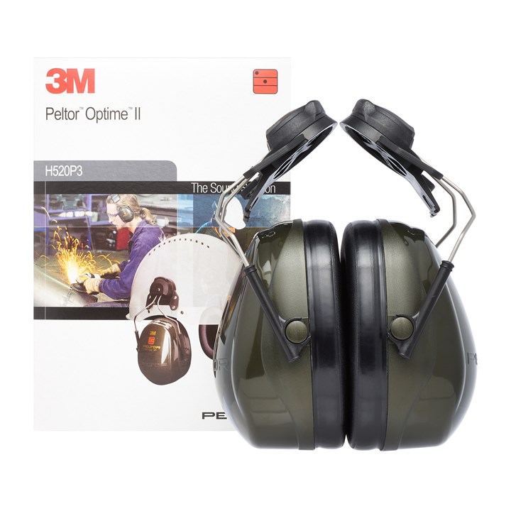 3M™ PELTOR™ Optime™ II Earmuffs, H520P3E-410-GQ, 30 dB, Green, Helmet Mounted