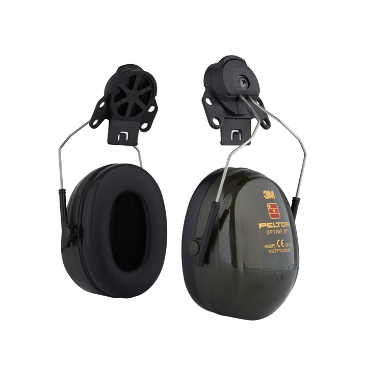 3M™ PELTOR™ Optime™ II Earmuffs, H520P3H-410-GQ, 30 dB, Green, Helmet Mounted