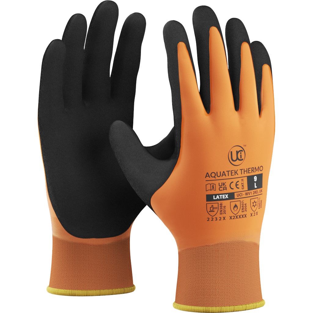 UCI KoolGrip ARCTIC ORANGE Gloves Thermal Dual Latex Waterproof Grip 1 5 10 Pair 