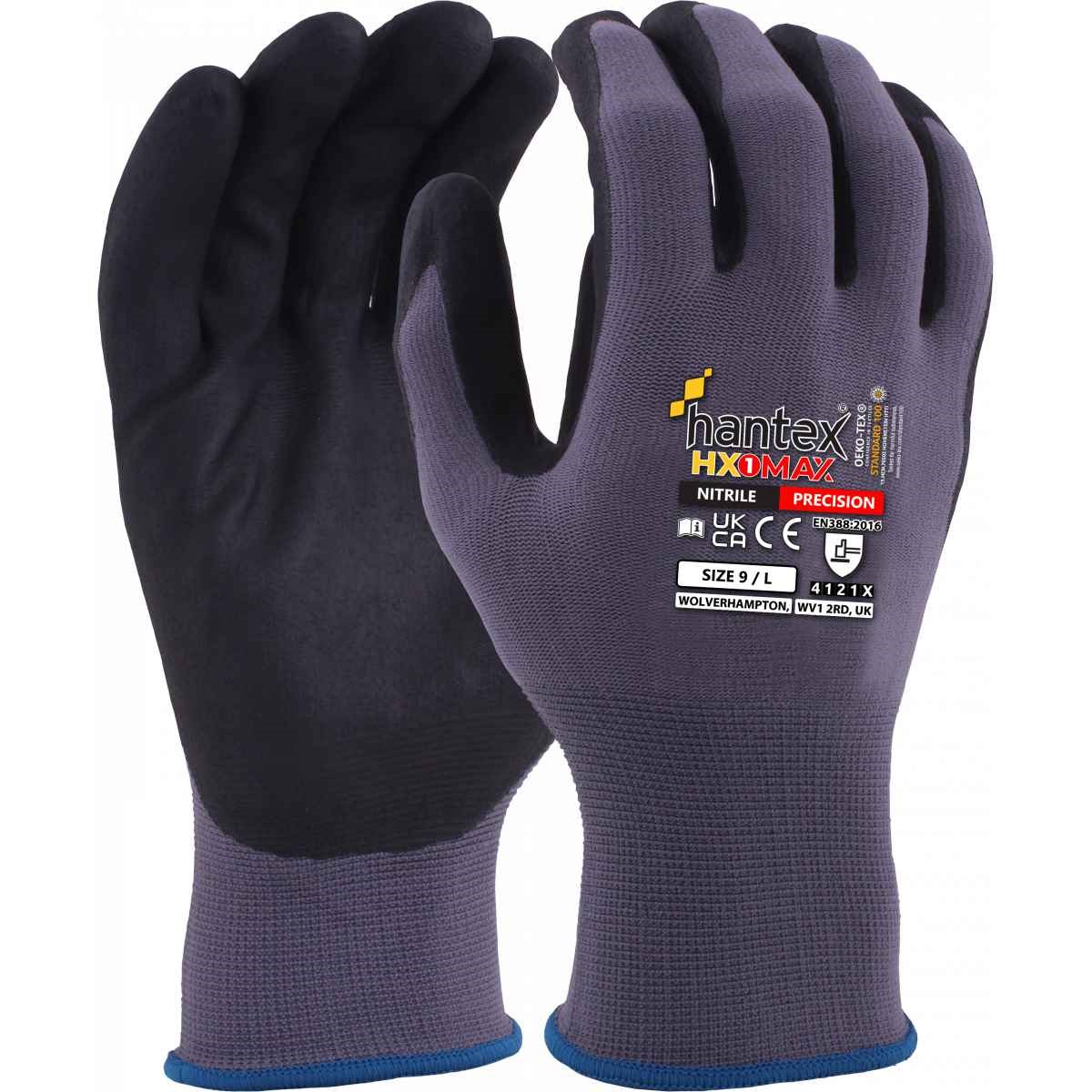Hantex® HX1-MAX Nylon Spandex Maximum Comfort Work Gloves Foam-Tex Palm Coated 