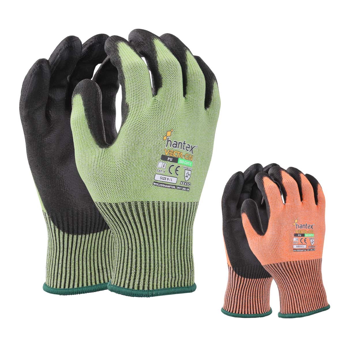 Hantex® CLX5 Cut Resistant Level 5 C Gloves HPPE Latex Palm Breathable GREEN 